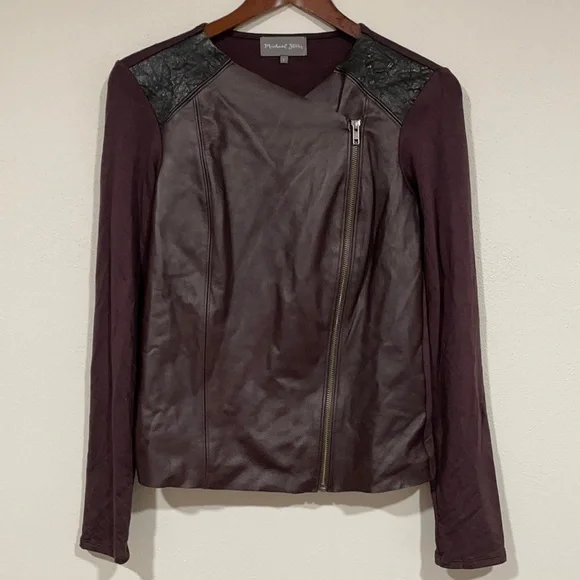 Michael Stars Leather Front Moto Jacket - Picture 1 of 8